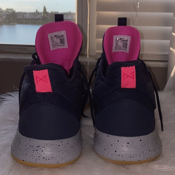 Nike Paul George PG3 A02607-401  Obsidian/Pink Blast Men's Sz 17 Basketball Shoe - Picture 2 of 10